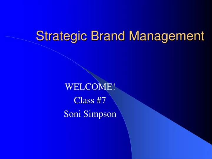 strategic brand management n.