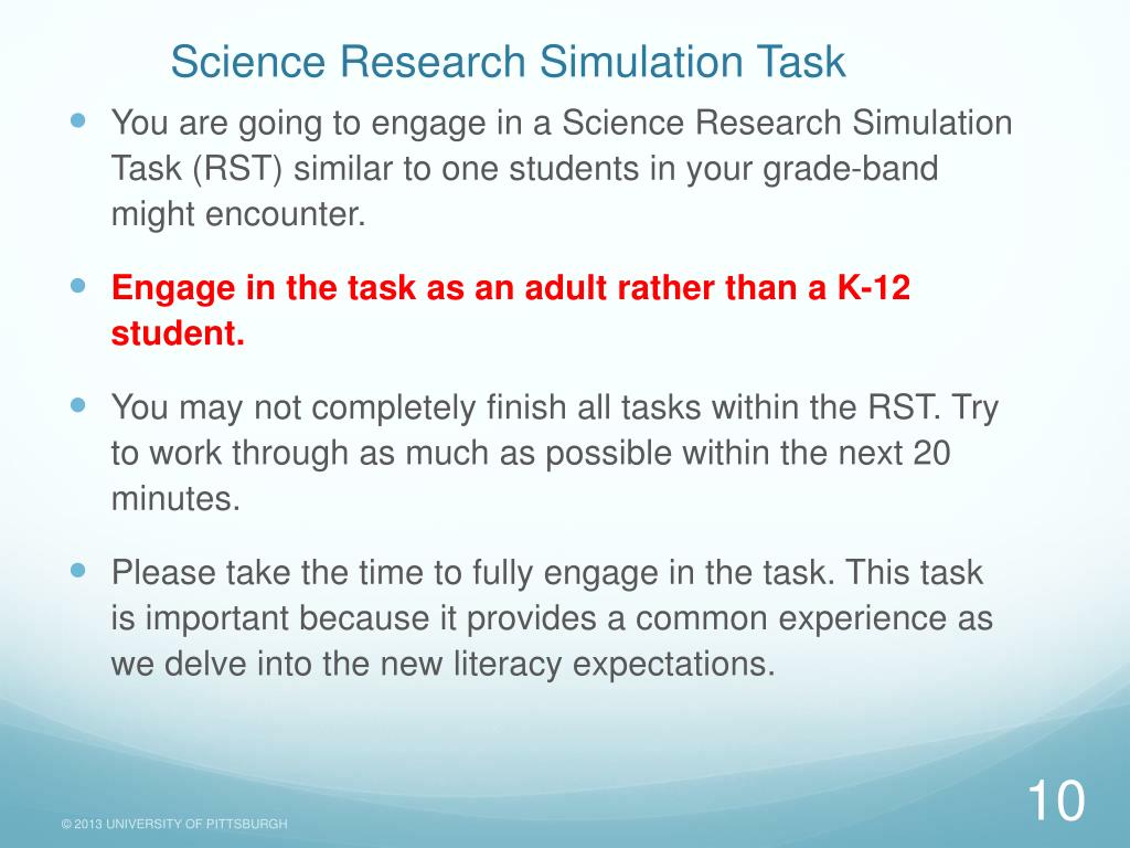 research simulation task sample essay