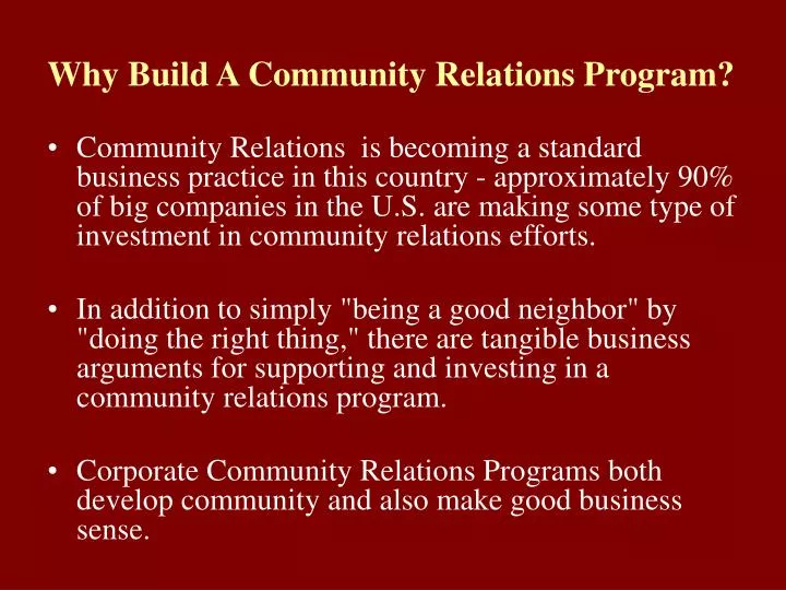 PPT Why Build A Community Relations Program? PowerPoint Presentation