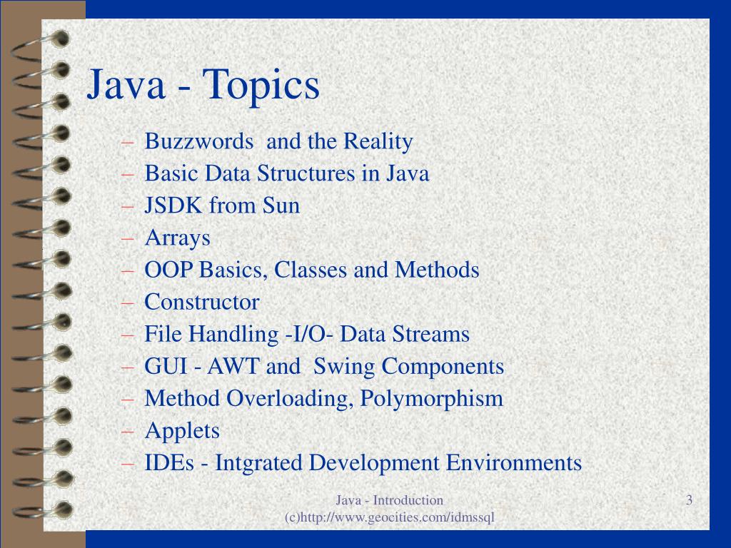 presentation topic in java