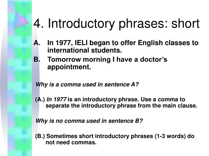 Introductory Phrase Comma Worksheet