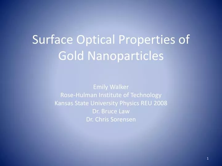 surface optical properties of gold nanoparticles n.