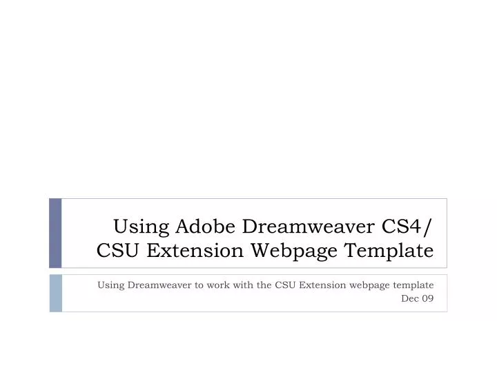 using adobe dreamweaver cs4 csu extension webpage template n.