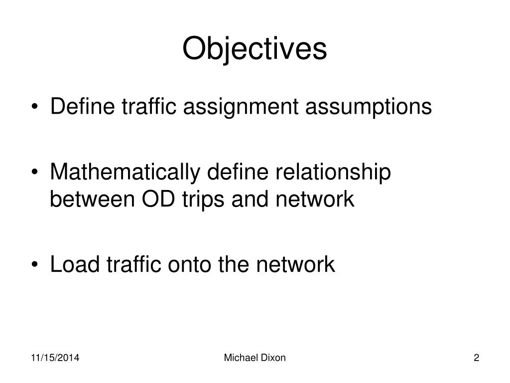 traffic assignment objective function