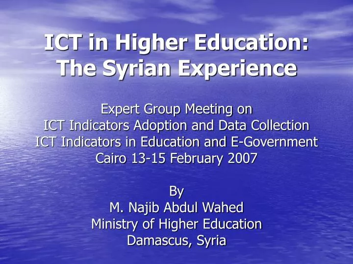 ict in higher education the syrian experience n.