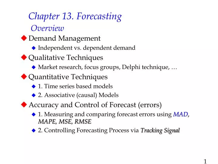 ppt chapter 13 forecasting overview powerpoint forecast technique