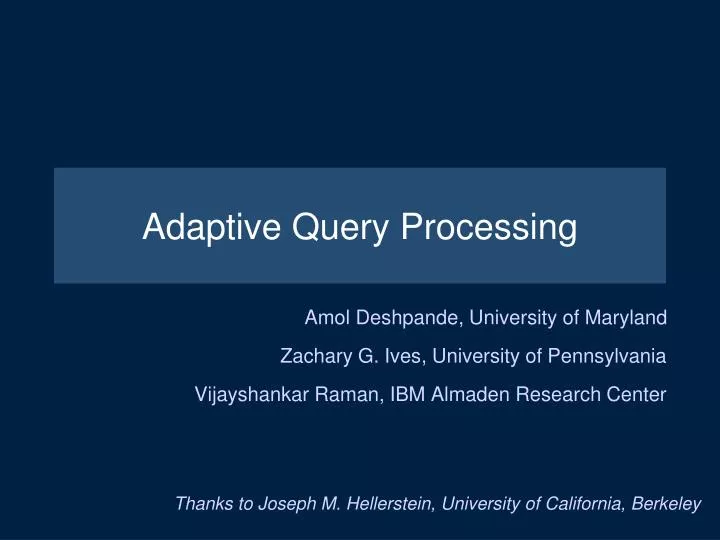 adaptive query processing n.