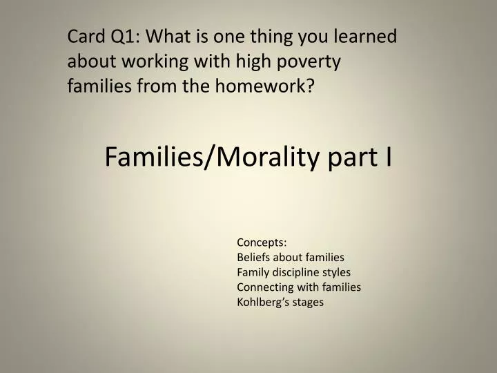 families morality part i n.