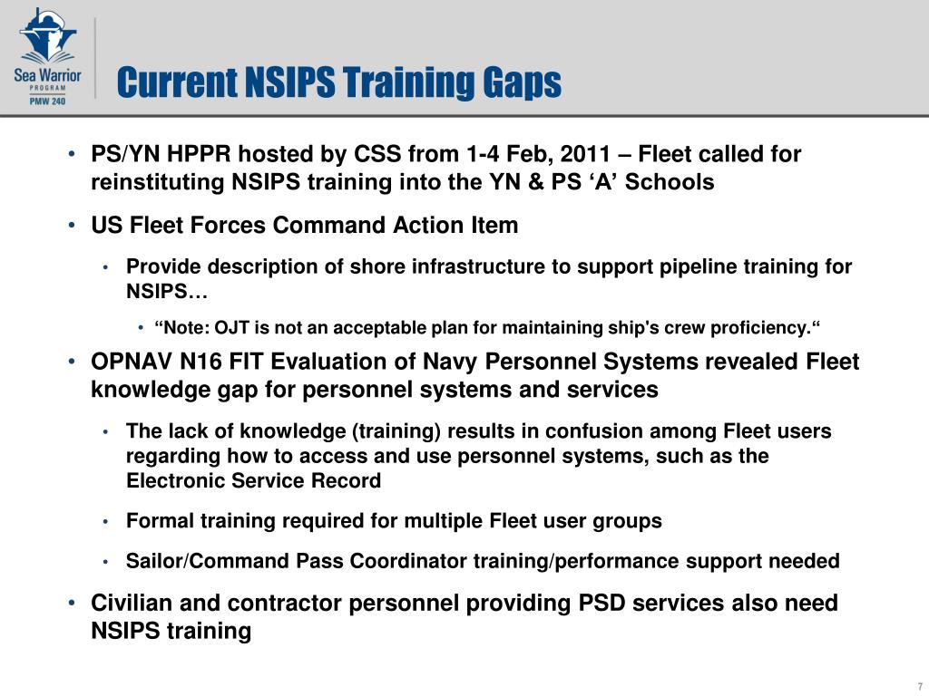 PPT Navy Standard Integrated Personnel System (NSIPS) Training Status & Way Ahead PowerPoint