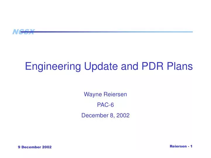 PPT - Engineering Update and PDR Plans PowerPoint Presentation, free ...