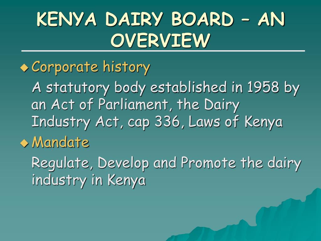 PPT By, MR. Machira Gichohi, Managing Director, Kenya Dairy Board