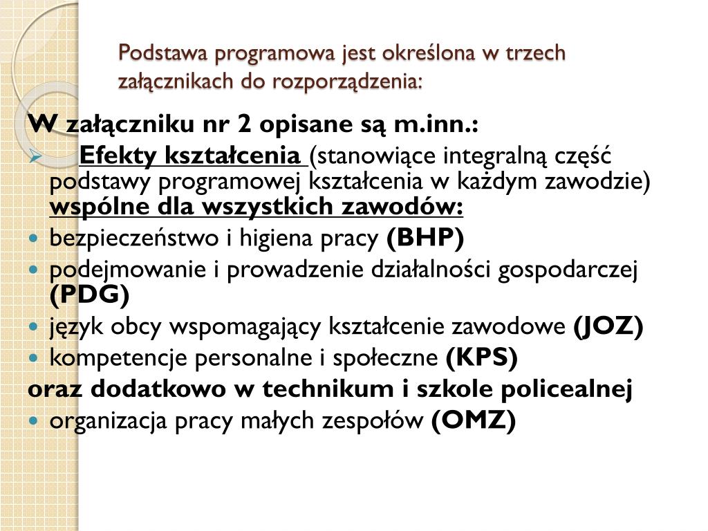 Plany Wynikowe Z Wychowania Fizycznego Do Nowej Podstawy Programowej PPT - Projekt nowej podstawy programowej kształcenia w zawodach