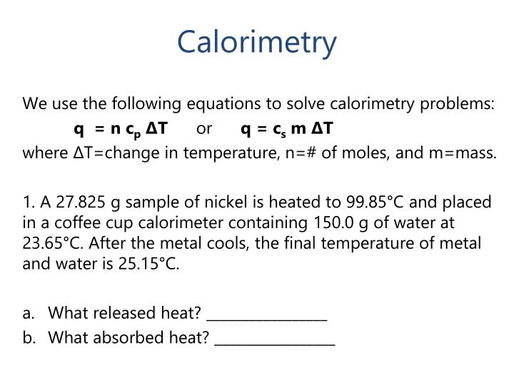 PPT Calorimetry PowerPoint Presentation ID6655927