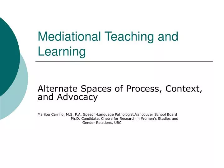 mediational teaching and learning n.