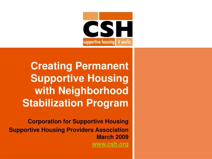 PPT - Creating Permanent Supportive Housing with Neighborhood ...
