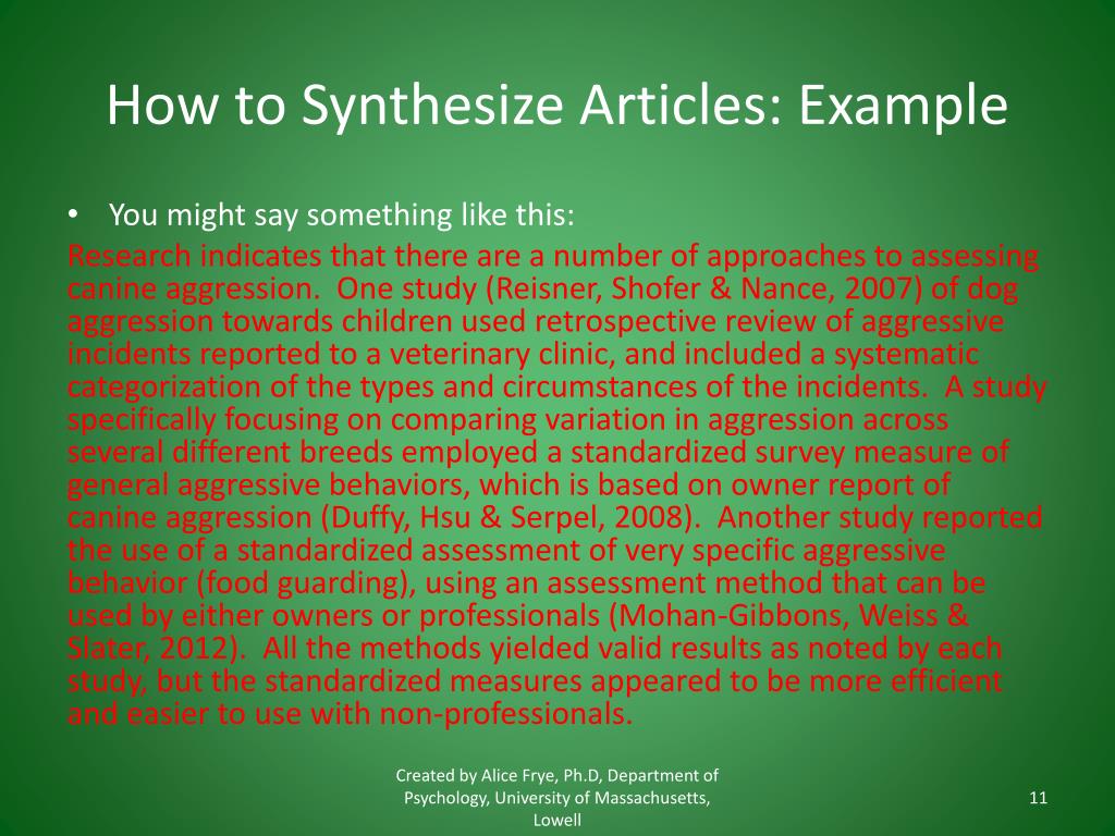 synthesizing research articles