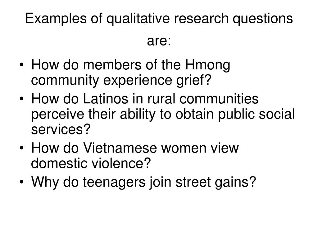 research questions in qualitative research example