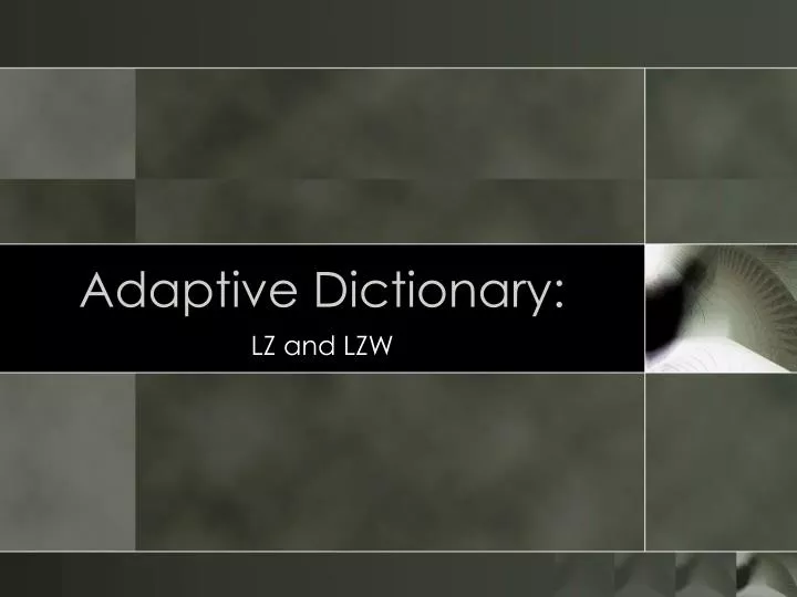 adaptive dictionary n.