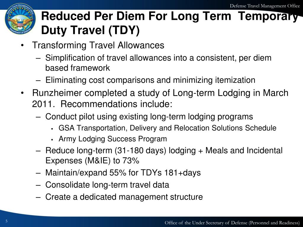 PPT Incidental Expenses & Reduced Per Diem for Extended TDY