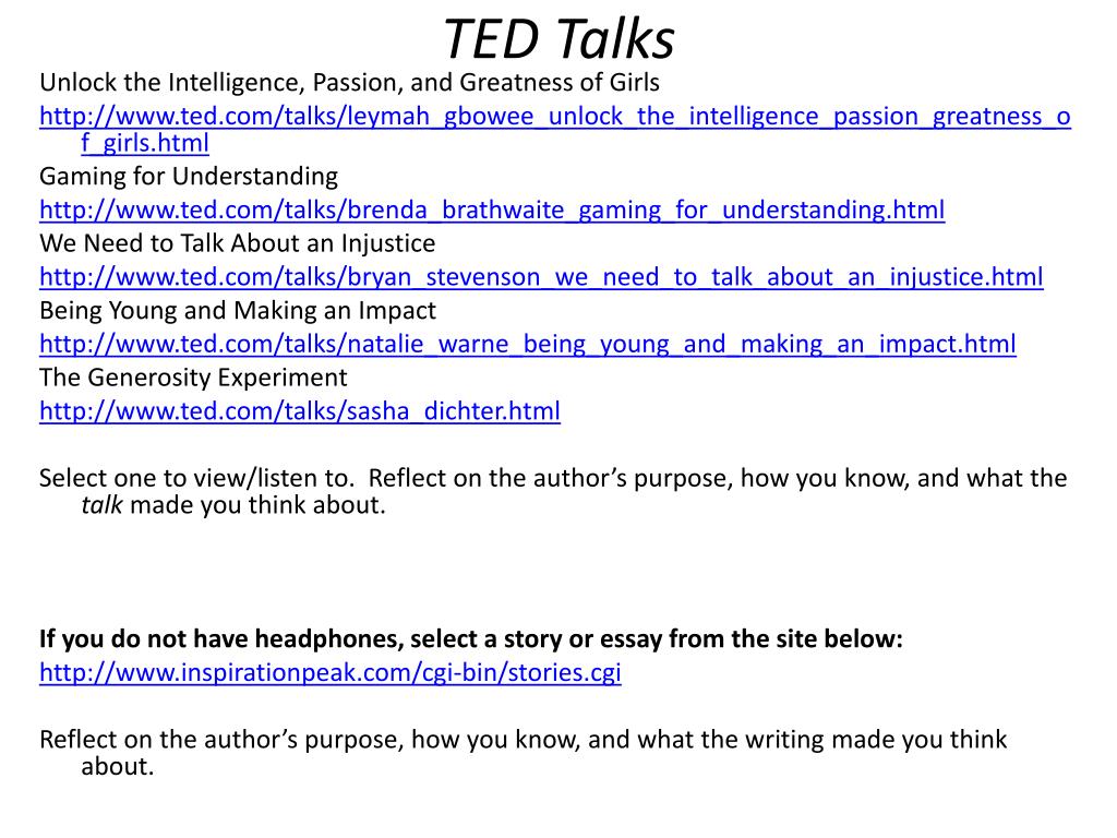 PPT - TED Talks PowerPoint Presentation, free download - ID:25