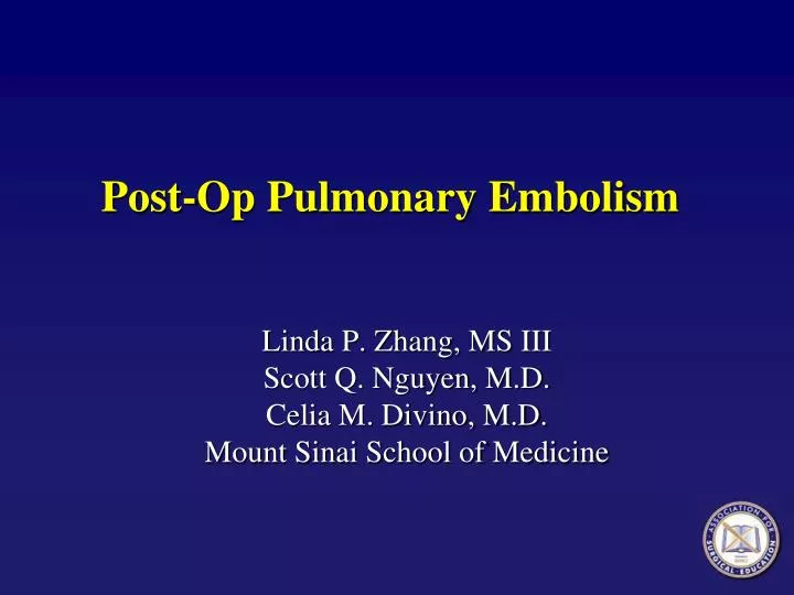 PPT PostOp Pulmonary Embolism PowerPoint Presentation