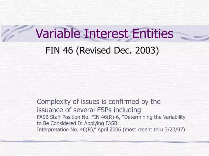variable interest entities n.