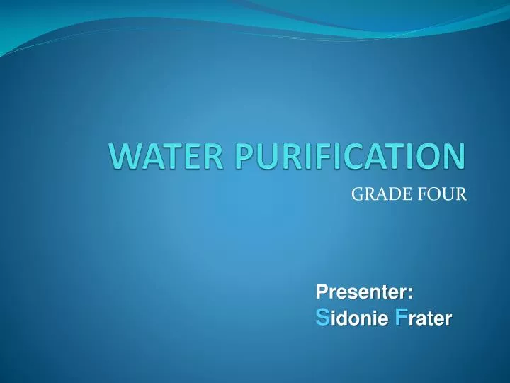 water purification n.