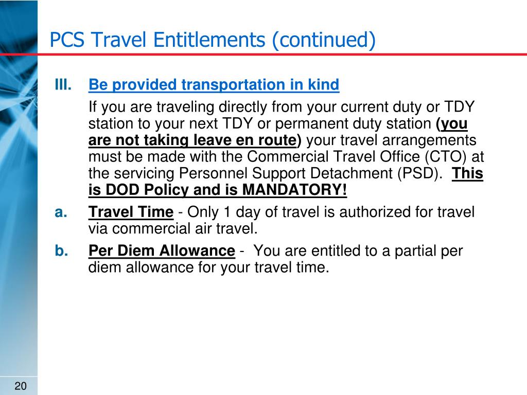 pcs travel entitlements