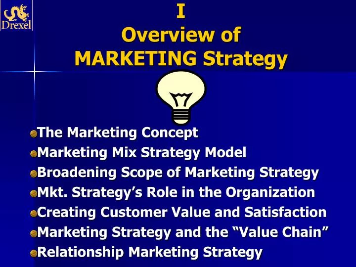 i overview of marketing strategy n.