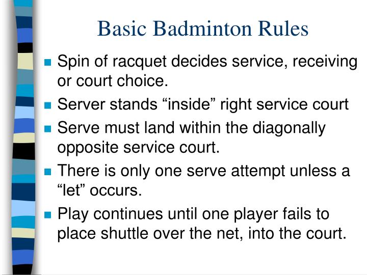Basic Badminton Rules N 