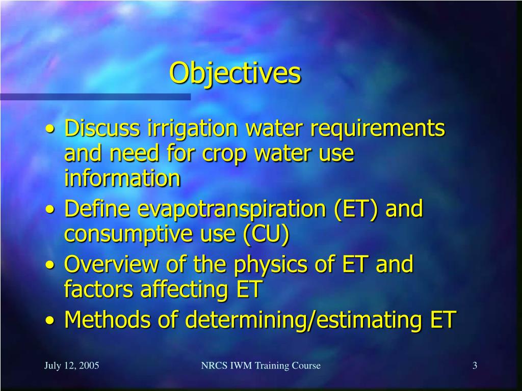 PPT Evapotranspiration Concepts and Irrigation Water Requirements