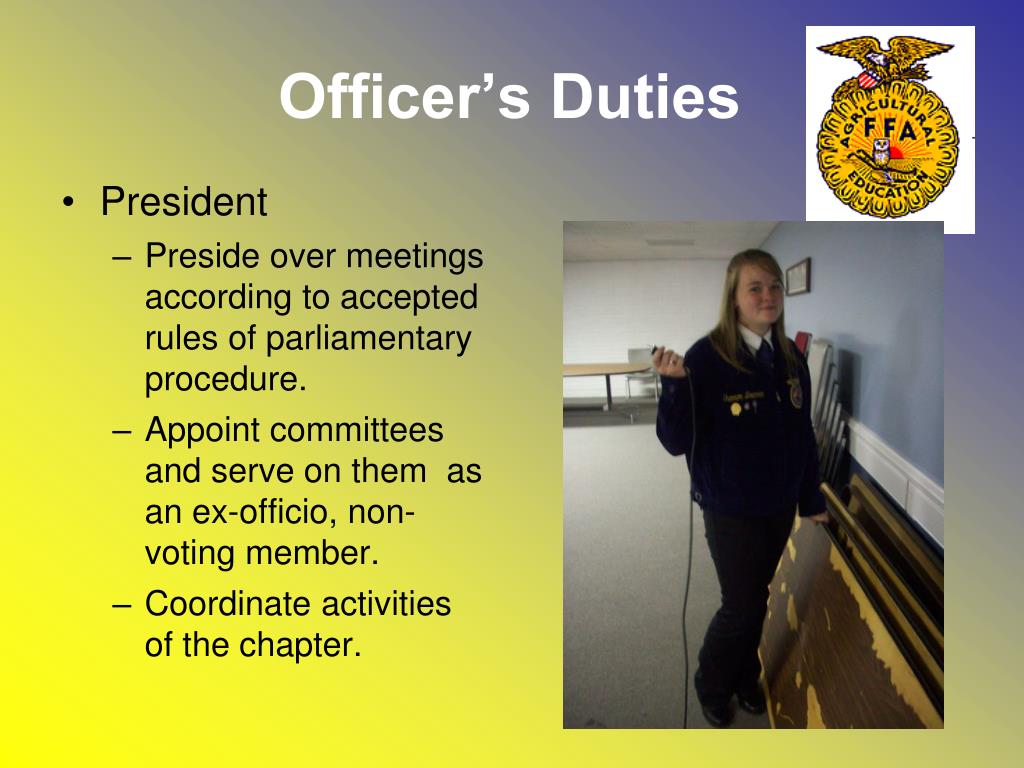 Ffa Officers And Duties
