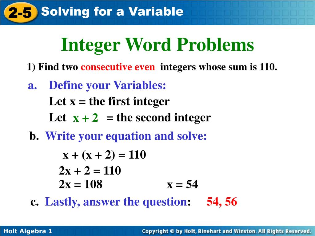 solving a word problem involving consecutive integers