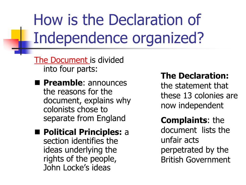 how does the structure of the declaration of independence