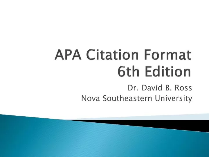 PPT APA Citation Format 6th Edition PowerPoint Presentation Free 