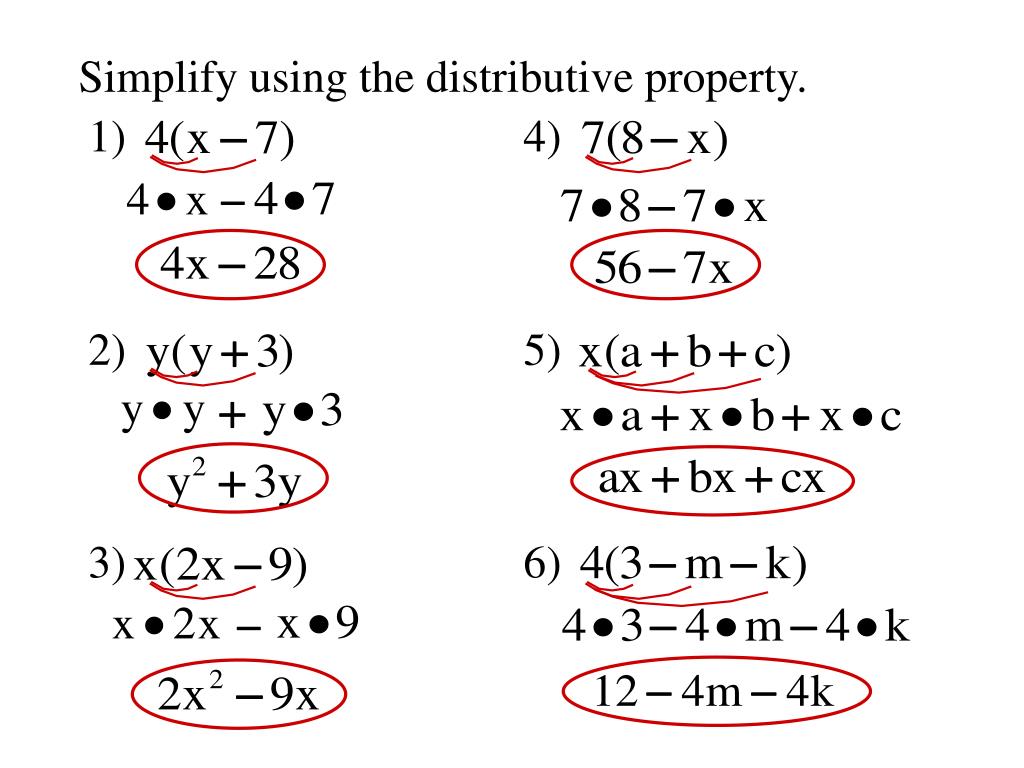 PPT - Objective - To use the distributive property to simplify