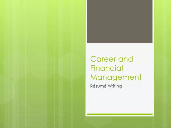 career and financial management n.