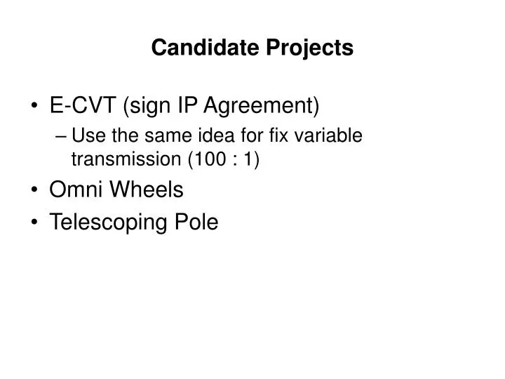candidate projects n.