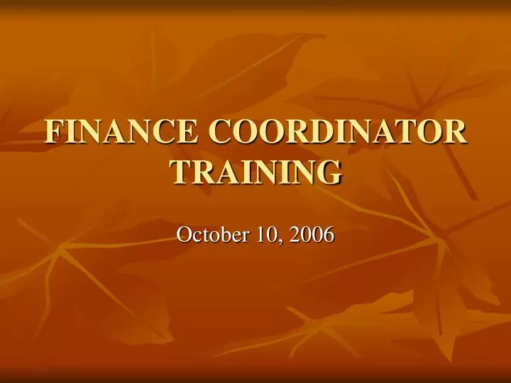 finance coordinator training n.