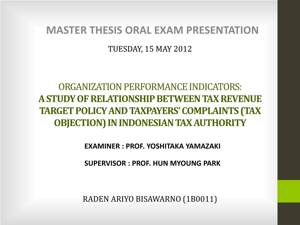 thesis oral exam