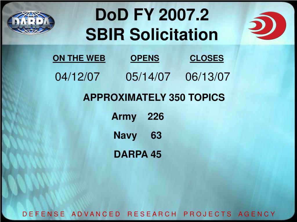 PPT Defense Advanced Research Project Agency (DARPA) PowerPoint
