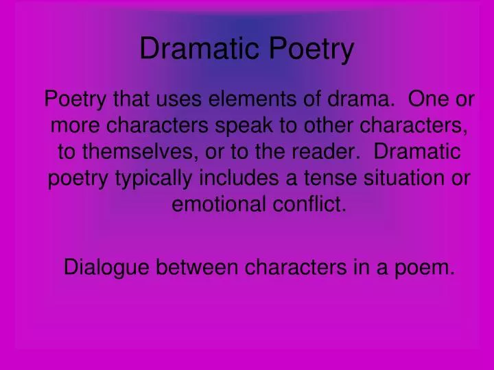 dramatic poetry n.