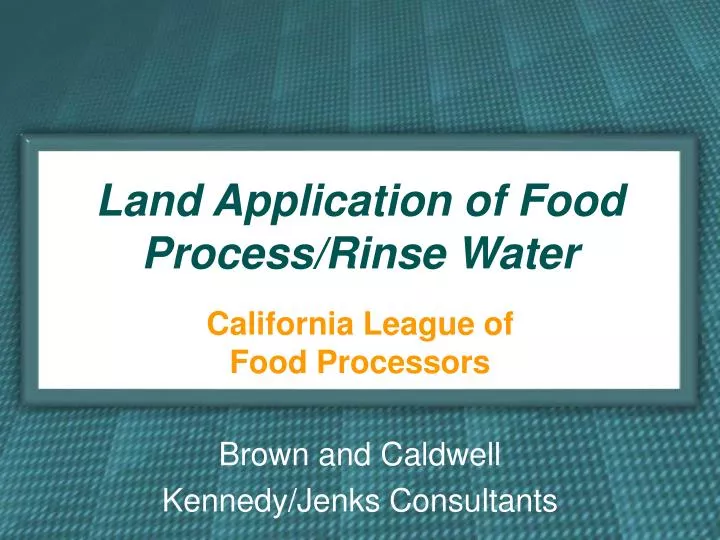 land application of food process rinse water n.
