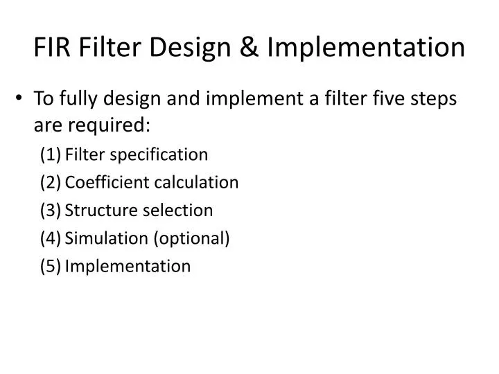 fir filter design implementation n.