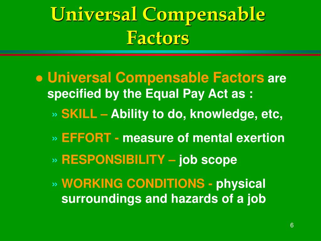 Role of compensable factors in job evaluation