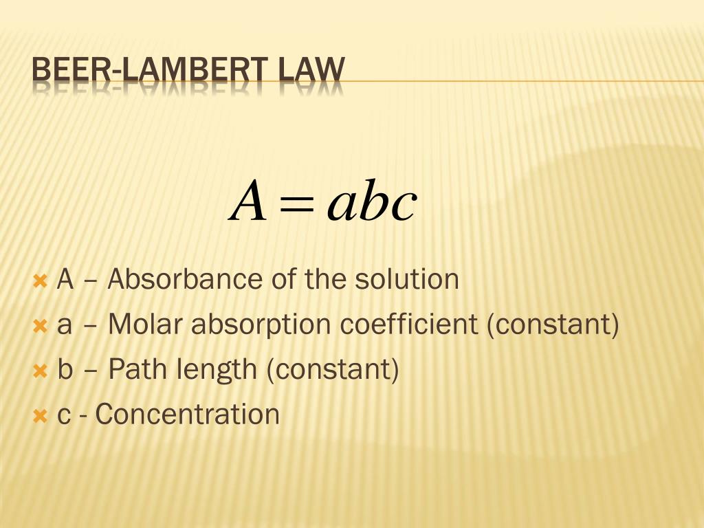 Calcul Absorbance PPT - Determination of the solubility-product constant for a sparingly ...