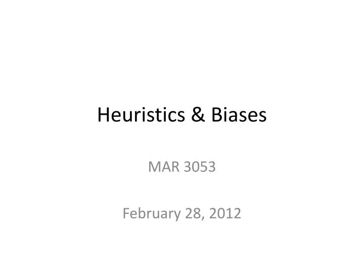 heuristics biases n.