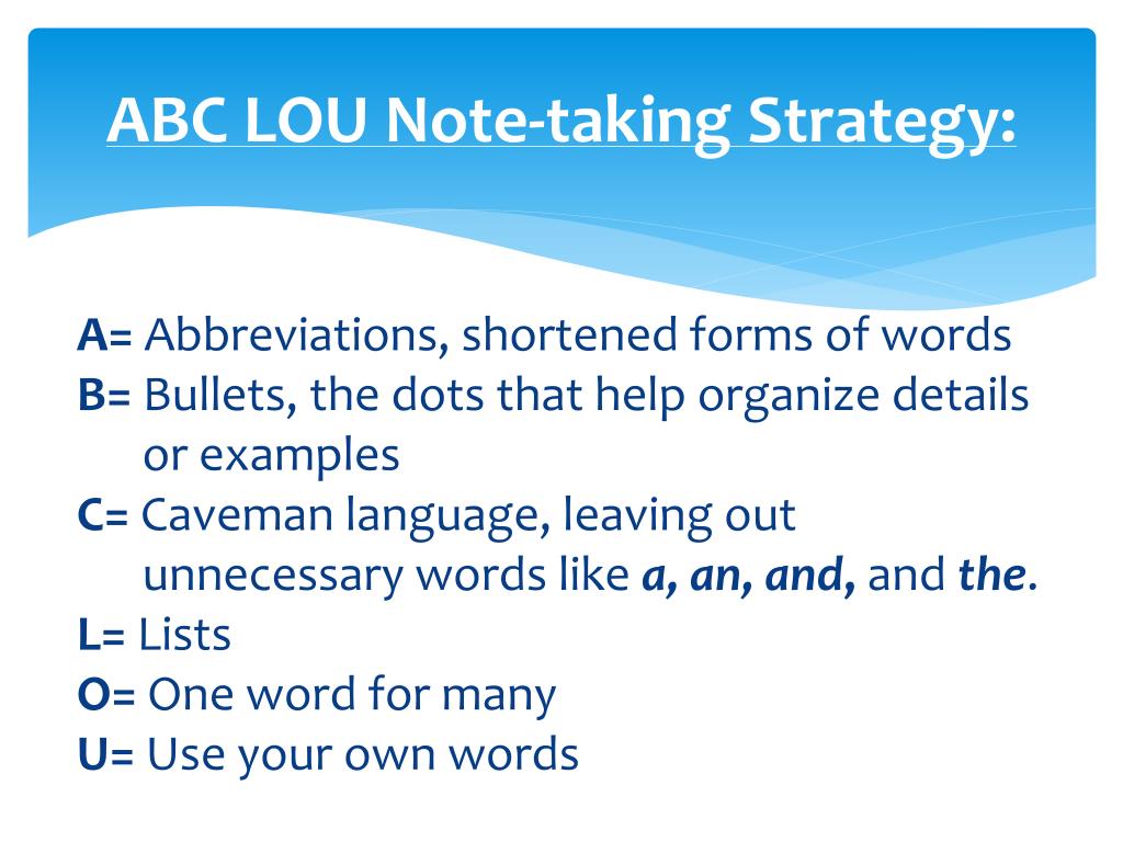 PPT - ABC LOU Note-taking Strategy: PowerPoint Presentation ...