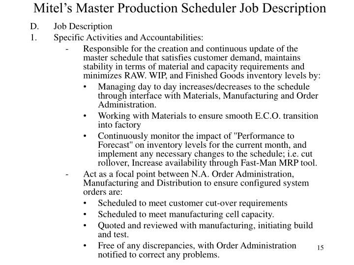 scheduler job description