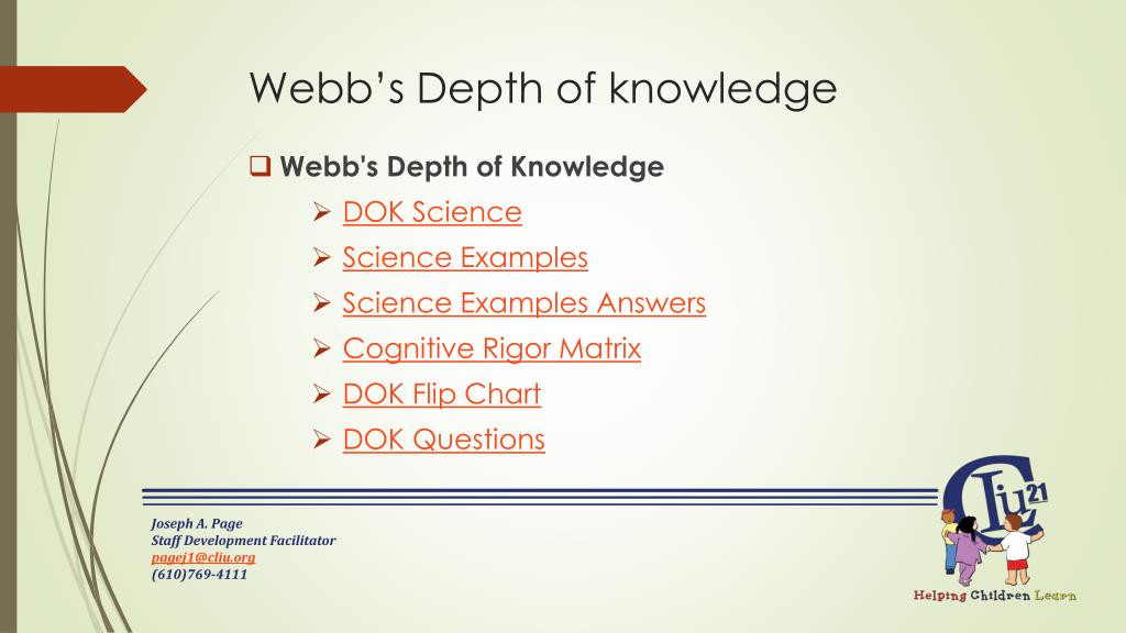 Webb Depth Of Knowledge Flip Chart